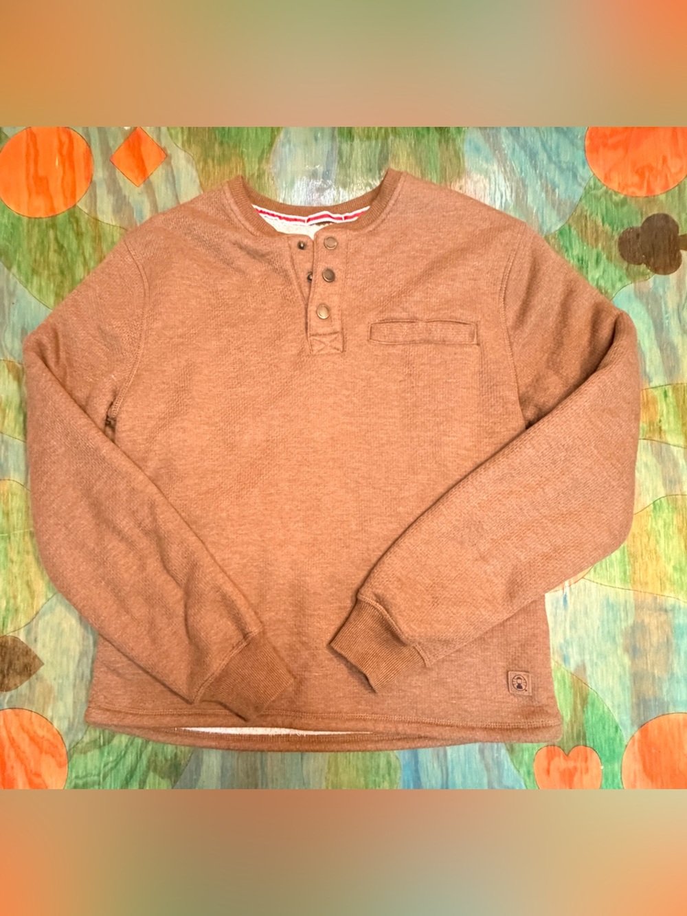 Coleman Henley Pullover Sherpa Fleece Lined Thermal Shirt Mens Sz Small Brown Lo